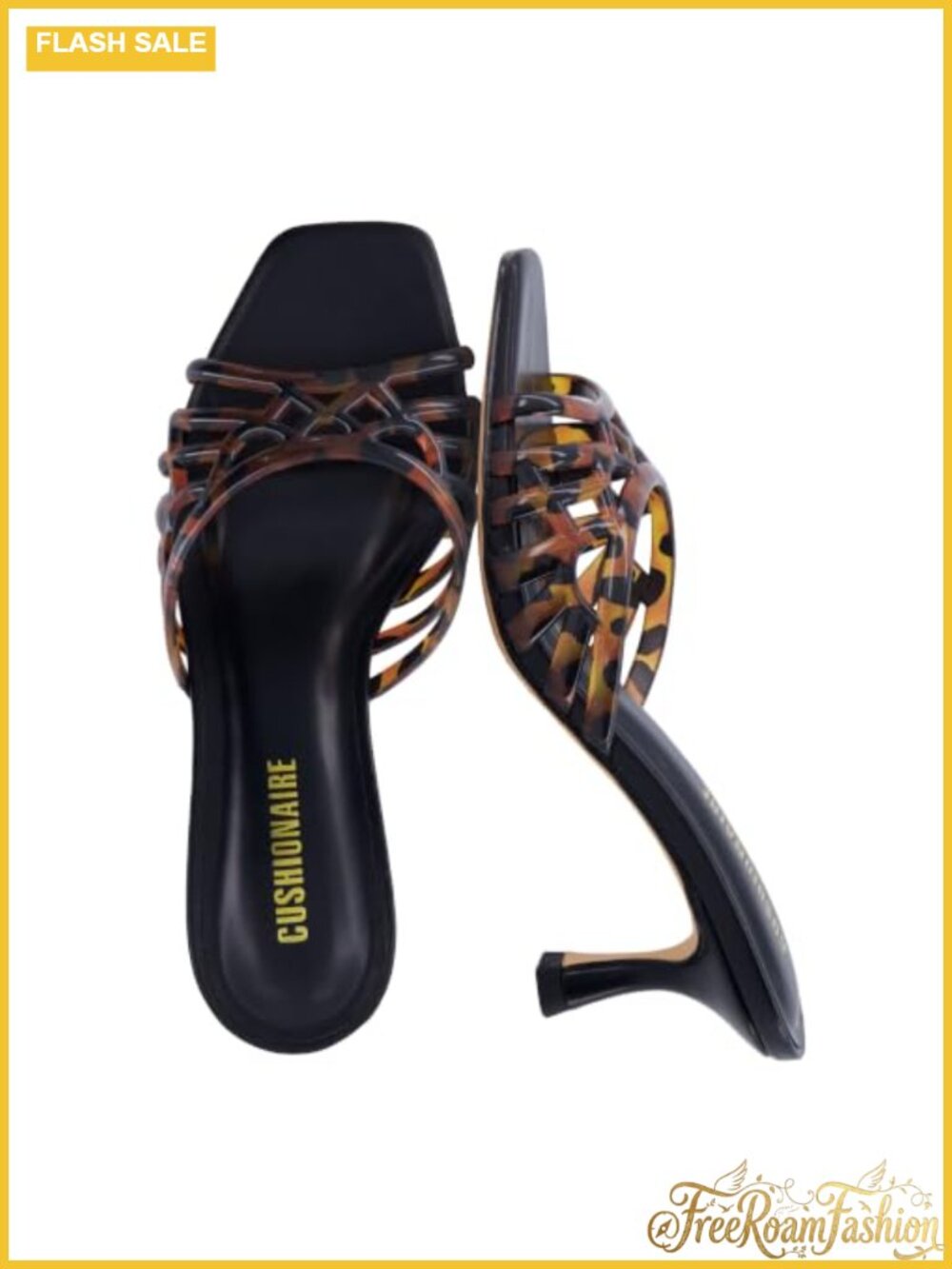 CUSHIONAIRE Naty Jelly Kitten Heel Mule Square Toe Slide Sandal